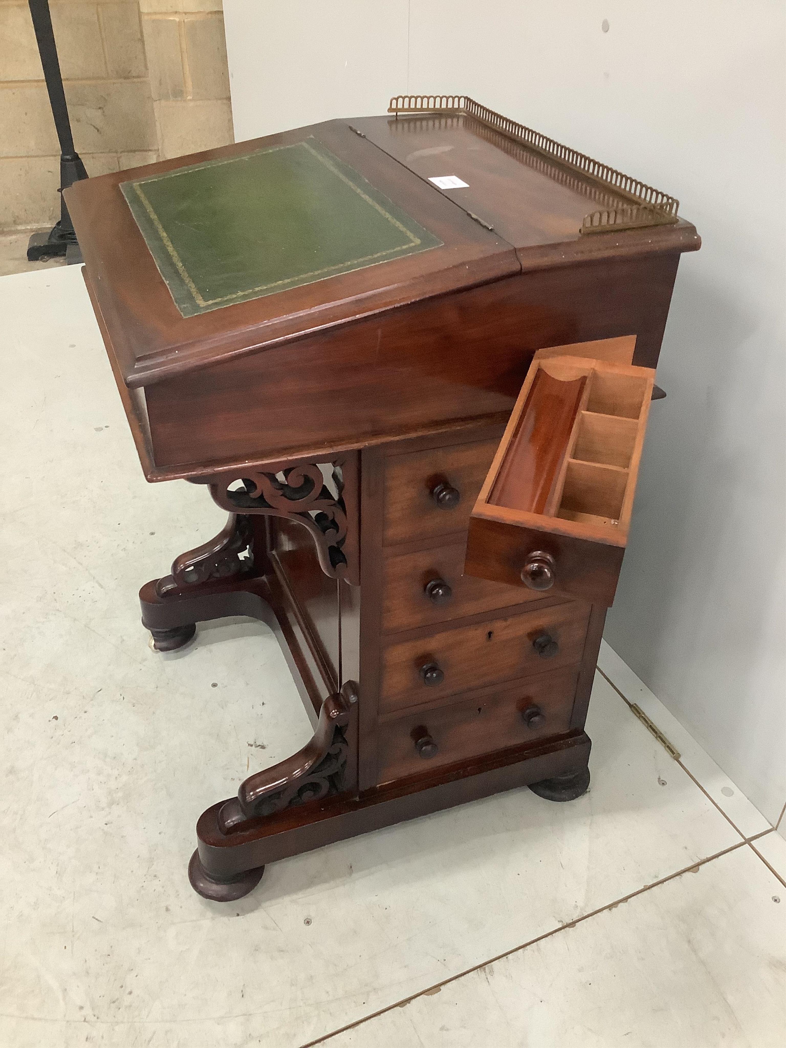 A late Victorian mahogany Davenport, width 55cm. Condition - poor